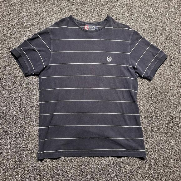 Y2K Ralph Lauren Chaps Striped T-Shirt – Navy/White – Size L - Picture 1 of 5